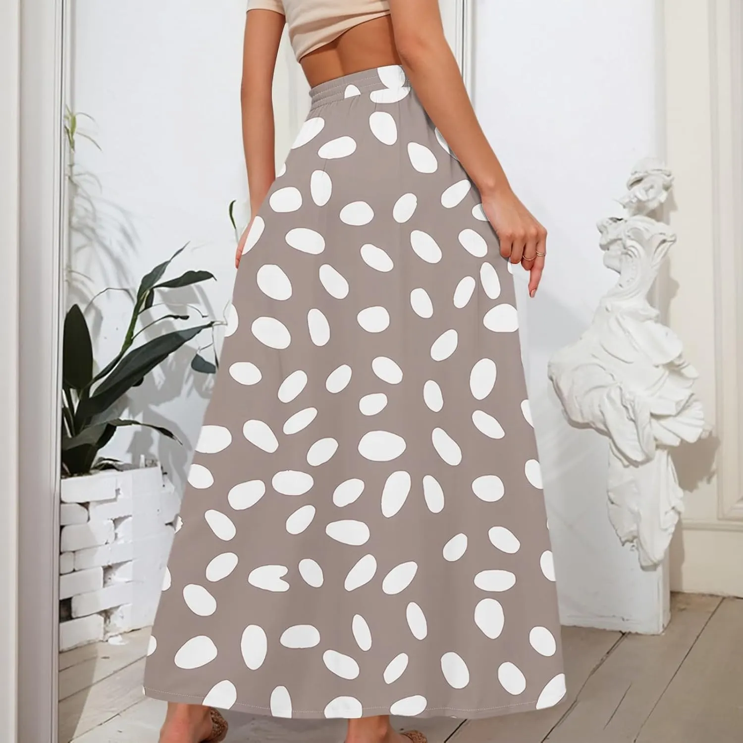 Maxi Skirts for Women 2025 Boho Summer Floral High Waist Casual A-Line Flowy Swing Flared Skirt with Pockets