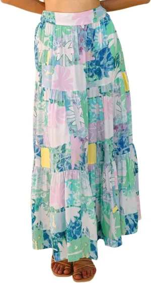 Maxi Skirts for Women Trendy High Waisted Tiered Pleated Skirt A-Line Boho Flowy Beach Skirt Cover Ups for Vacation