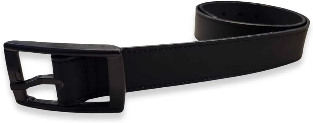 MEGABELTS | Unisex Vegan Belt | Black | Metal-Free | Microfiber Faux Leather | Nickel-Free Plastic Buckle | Airport-Friendly