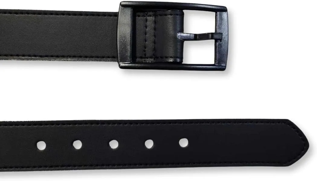 MEGABELTS | Unisex Vegan Belt | Black | Metal-Free | Microfiber Faux Leather | Nickel-Free Plastic Buckle | Airport-Friendly