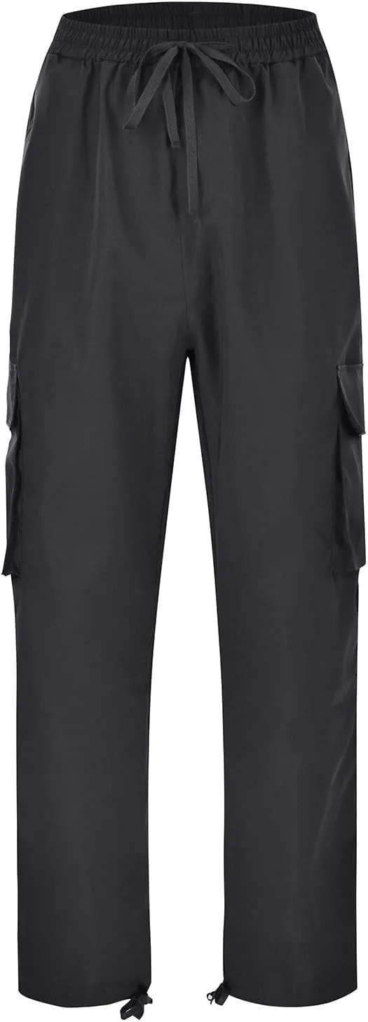 Men Cargo Pants Casual Relaxed Fit Work Pants Baggy Drawstring Elastic Waist Pants Straight Legs Fall Trousers