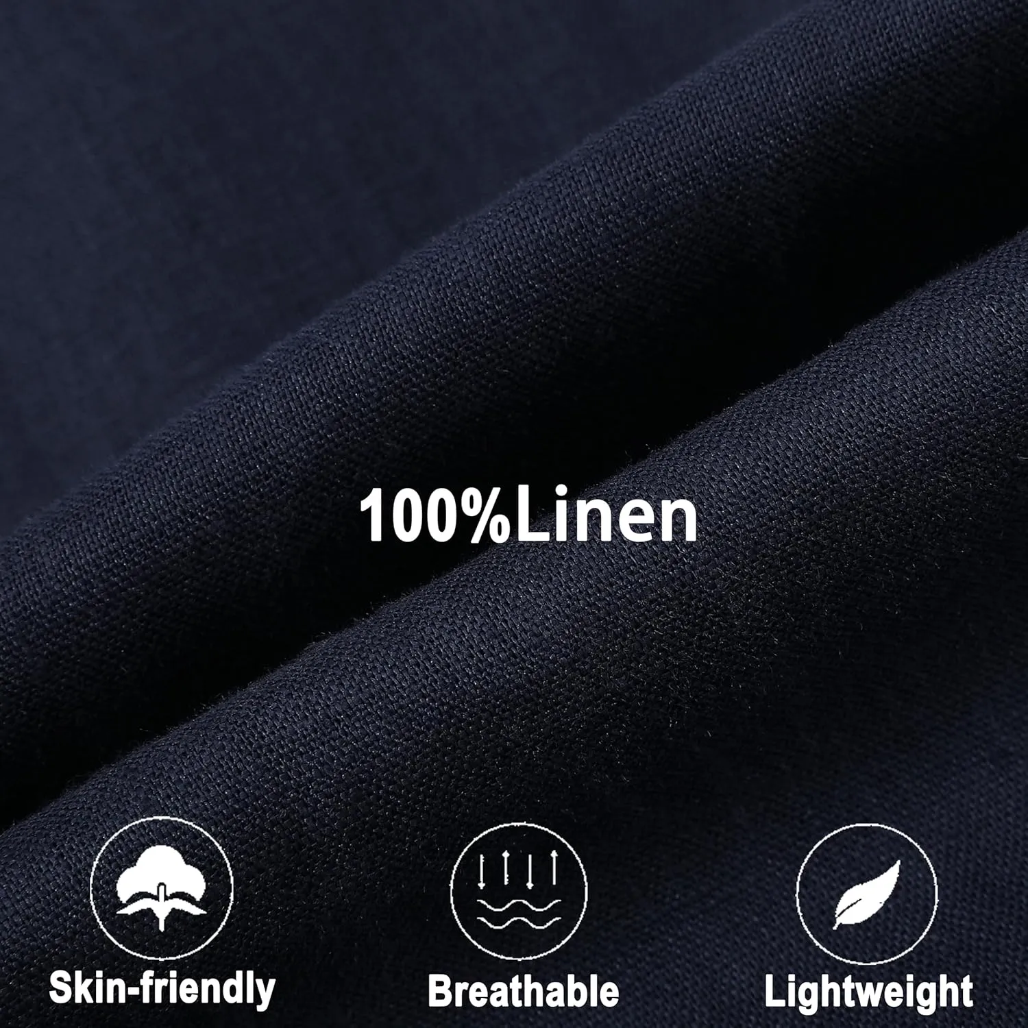 Men's 100% Linen Pants, Lightweight Breathable Casual Pants Regular Fit Summer Beach Yoga Trousers