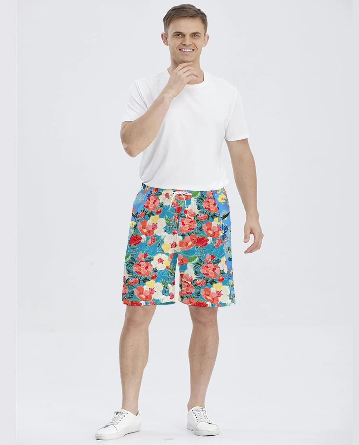 Men's Athletic Shorts with Liner 9" Funny Frog Duck Running Gym Shorts Casual Workout Shorts with Zipper Pockets