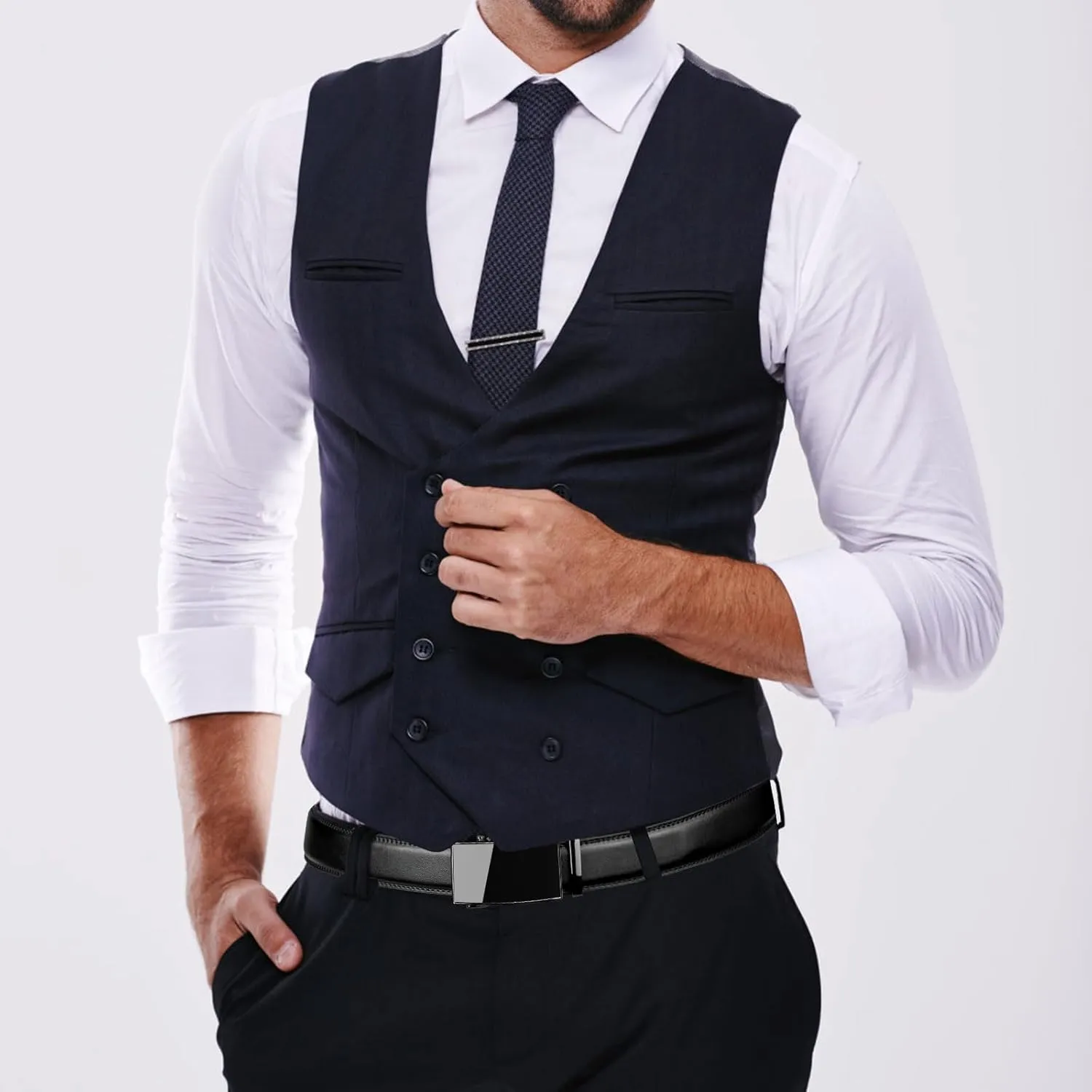 Men's Belt,Ratchet Dress Belt with Automatic Buckle Brown/Black-Trim to Fit-35mm wide