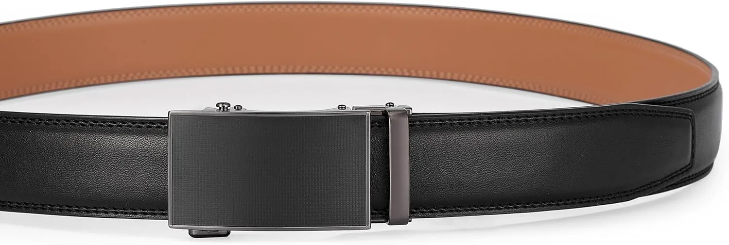 Men's Belt,Ratchet Dress Belt with Automatic Buckle Brown/Black-Trim to Fit-35mm wide