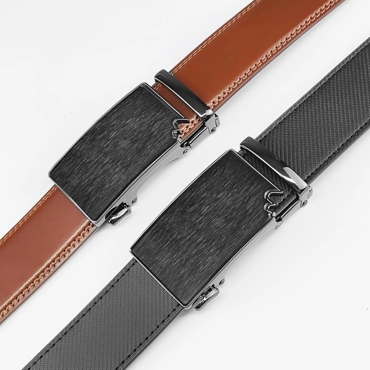 Men's Belts 2 Pack Leather Ratchet Belt for Men Belt for Jeans Dress