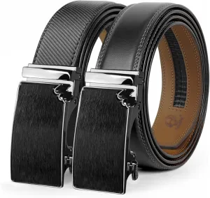 Men's Belts 2 Pack Leather Ratchet Belt for Men Belt for Jeans Dress