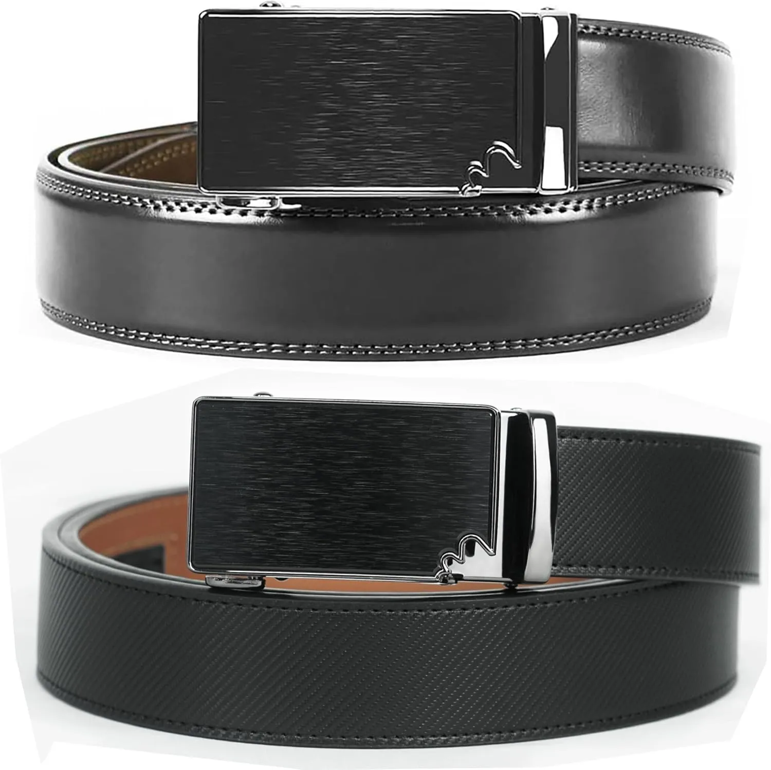Men's Belts 2 Pack Leather Ratchet Belt for Men Belt for Jeans Dress