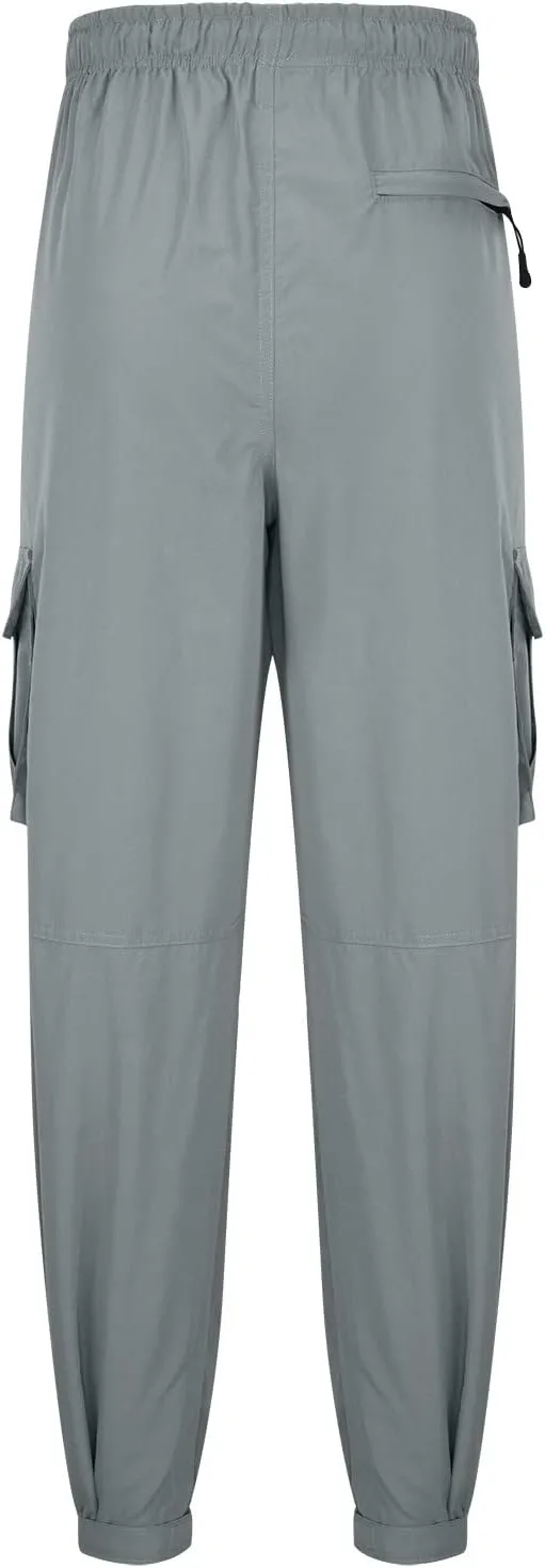 Men's Cargo Pants Casual Cotton Jogger Multi Pockets Outdoor Work Sweatpants Lightweight Drawstring Hiking Pants