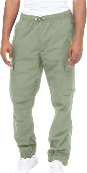 Men's Cargo Pants Casual Cotton Jogger Multi Pockets Outdoor Work Sweatpants Lightweight Drawstring Hiking Pants