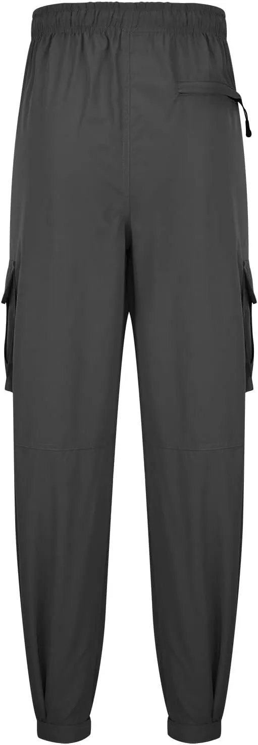 Men's Cargo Pants Casual Cotton Jogger Multi Pockets Outdoor Work Sweatpants Lightweight Drawstring Hiking Pants