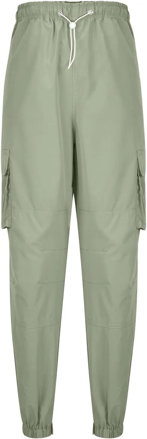 Men's Cargo Pants Casual Cotton Jogger Multi Pockets Outdoor Work Sweatpants Lightweight Drawstring Hiking Pants