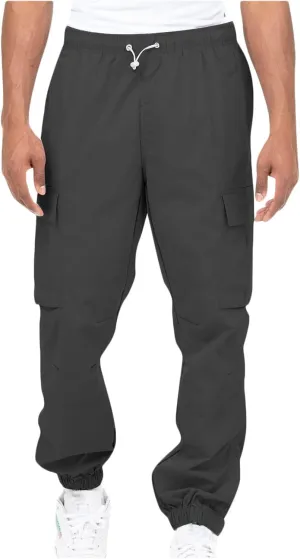 Men's Cargo Pants Casual Cotton Jogger Multi Pockets Outdoor Work Sweatpants Lightweight Drawstring Hiking Pants