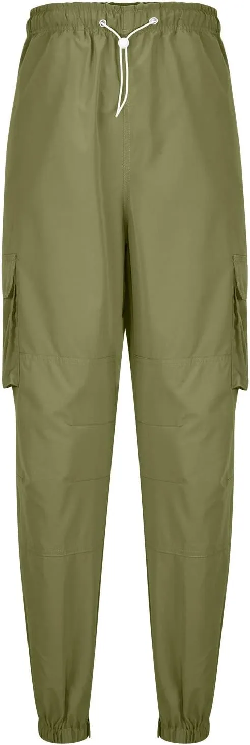 Men's Cargo Pants Casual Cotton Jogger Multi Pockets Outdoor Work Sweatpants Lightweight Drawstring Hiking Pants