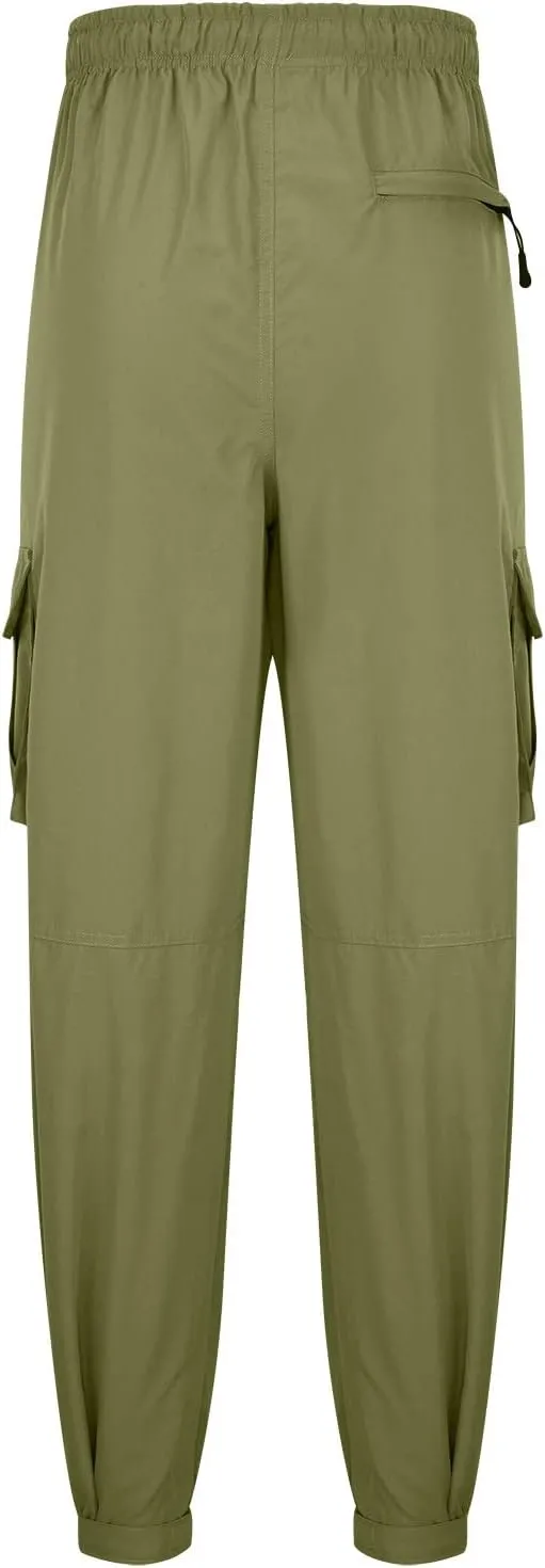 Men's Cargo Pants Casual Cotton Jogger Multi Pockets Outdoor Work Sweatpants Lightweight Drawstring Hiking Pants