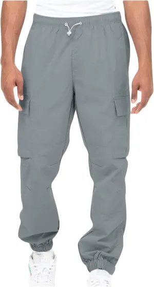 Men's Cargo Pants Casual Cotton Jogger Multi Pockets Outdoor Work Sweatpants Lightweight Drawstring Hiking Pants