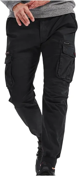 Mens Cargo Pants Multi Pockets Hiking Pants Cotton Stretch Elastic Waist Lightweight Trousers Outdoor Casual Pants