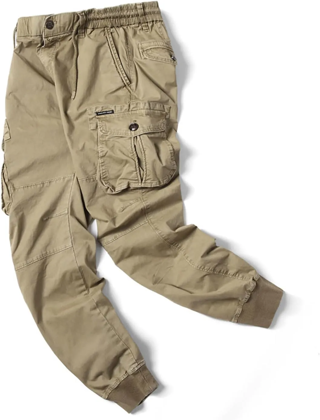 Mens Cargo Pants Multi Pockets Hiking Pants Cotton Stretch Elastic Waist Lightweight Trousers Outdoor Casual Pants