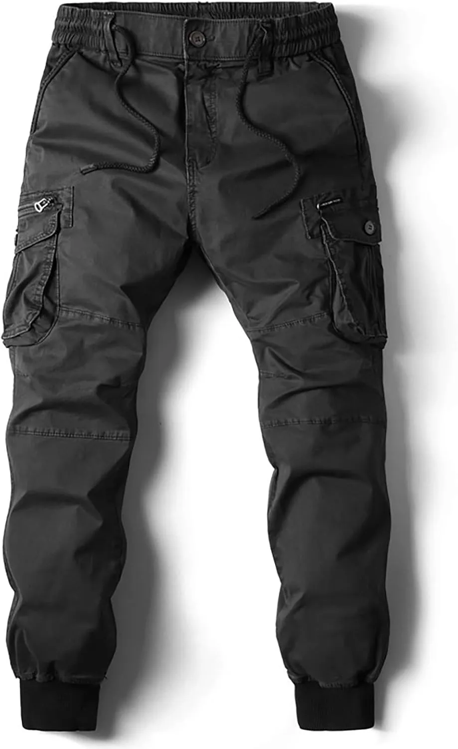 Mens Cargo Pants Multi Pockets Hiking Pants Cotton Stretch Elastic Waist Lightweight Trousers Outdoor Casual Pants