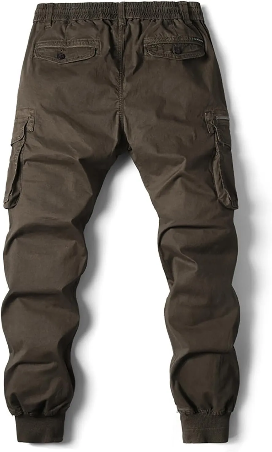 Mens Cargo Pants Multi Pockets Hiking Pants Cotton Stretch Elastic Waist Lightweight Trousers Outdoor Casual Pants
