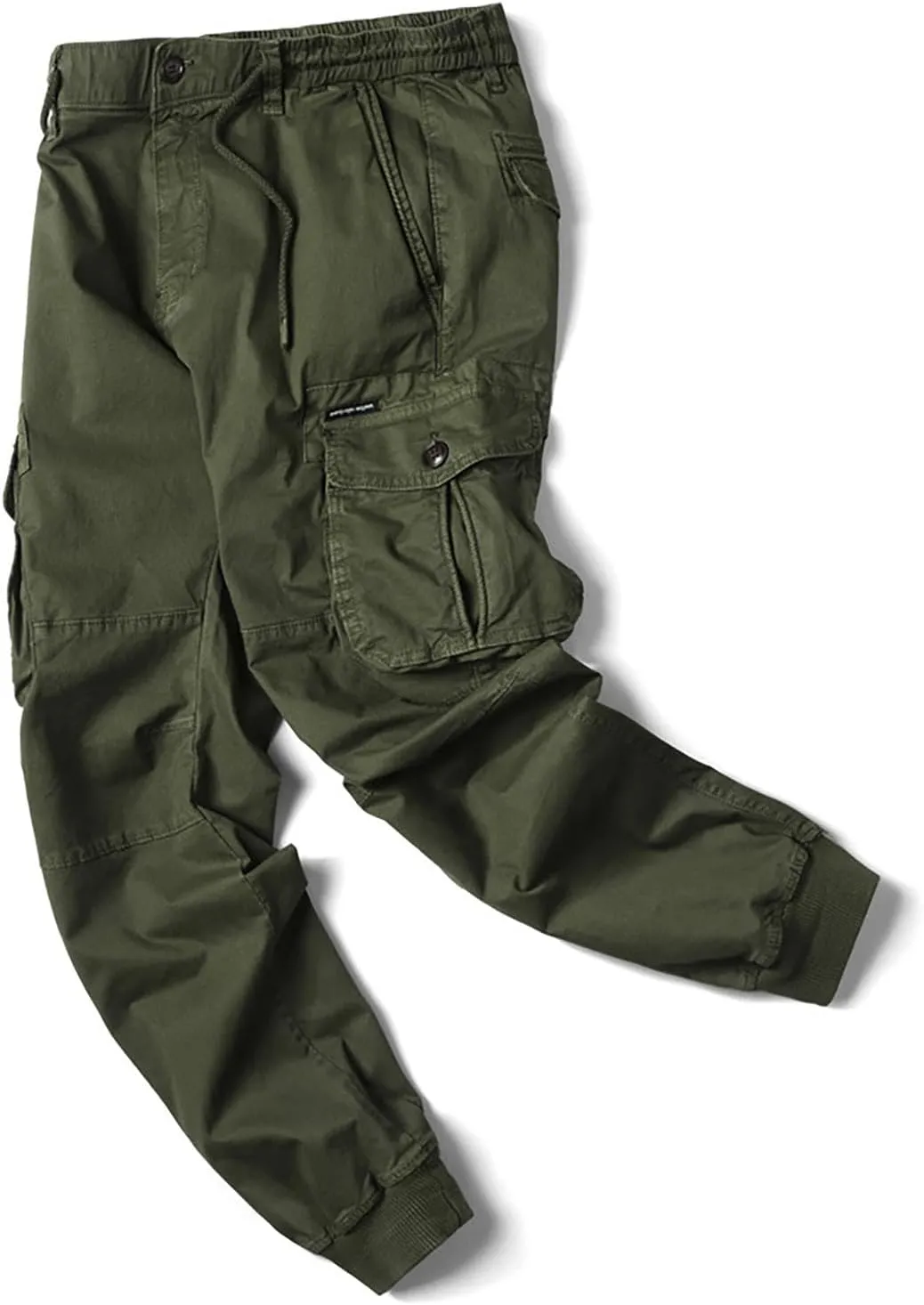 Mens Cargo Pants Multi Pockets Hiking Pants Cotton Stretch Elastic Waist Lightweight Trousers Outdoor Casual Pants