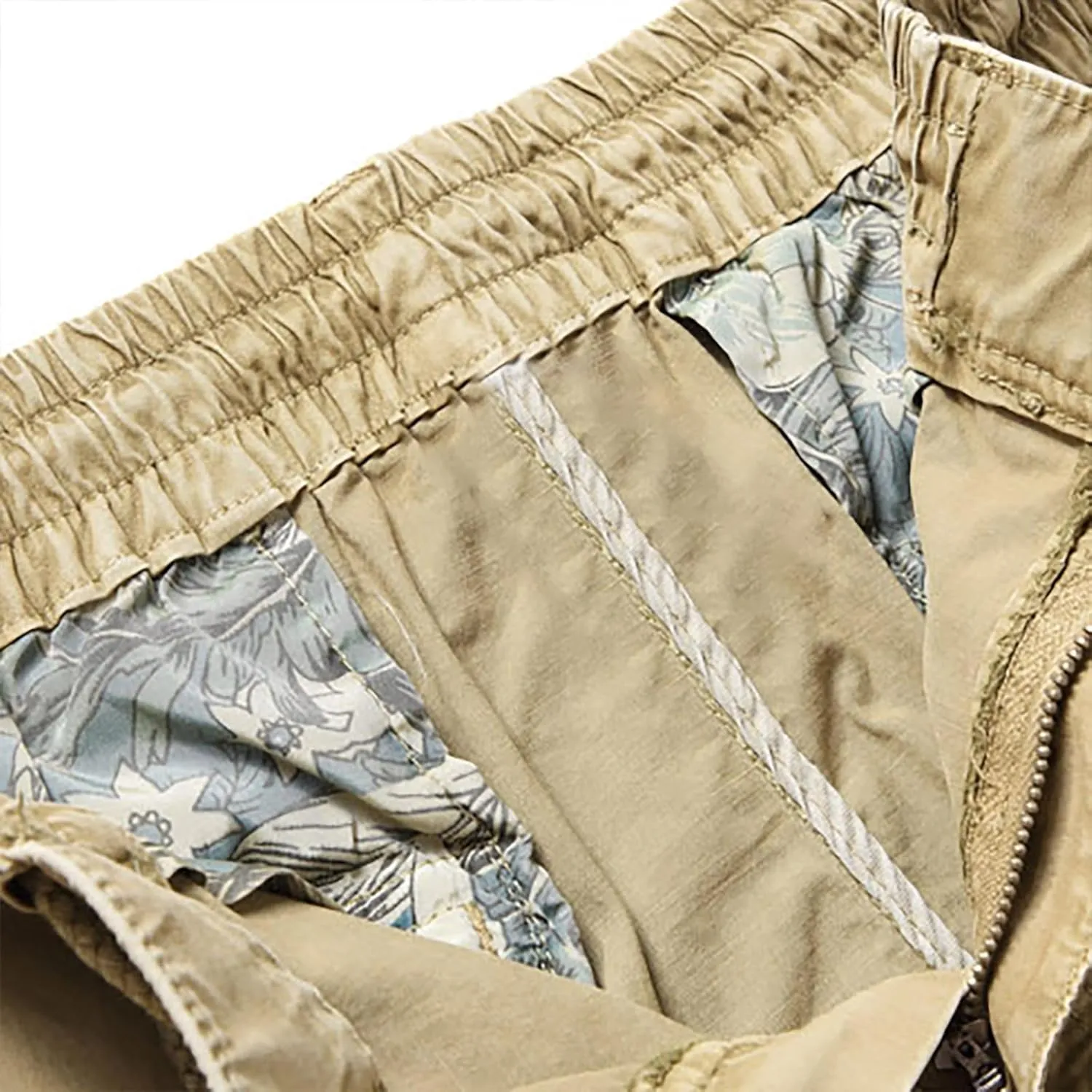 Mens Cargo Pants Multi Pockets Hiking Pants Cotton Stretch Elastic Waist Lightweight Trousers Outdoor Casual Pants