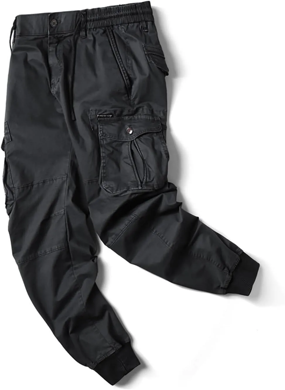 Mens Cargo Pants Multi Pockets Hiking Pants Cotton Stretch Elastic Waist Lightweight Trousers Outdoor Casual Pants