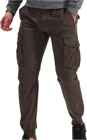 Mens Cargo Pants Multi Pockets Hiking Pants Cotton Stretch Elastic Waist Lightweight Trousers Outdoor Casual Pants
