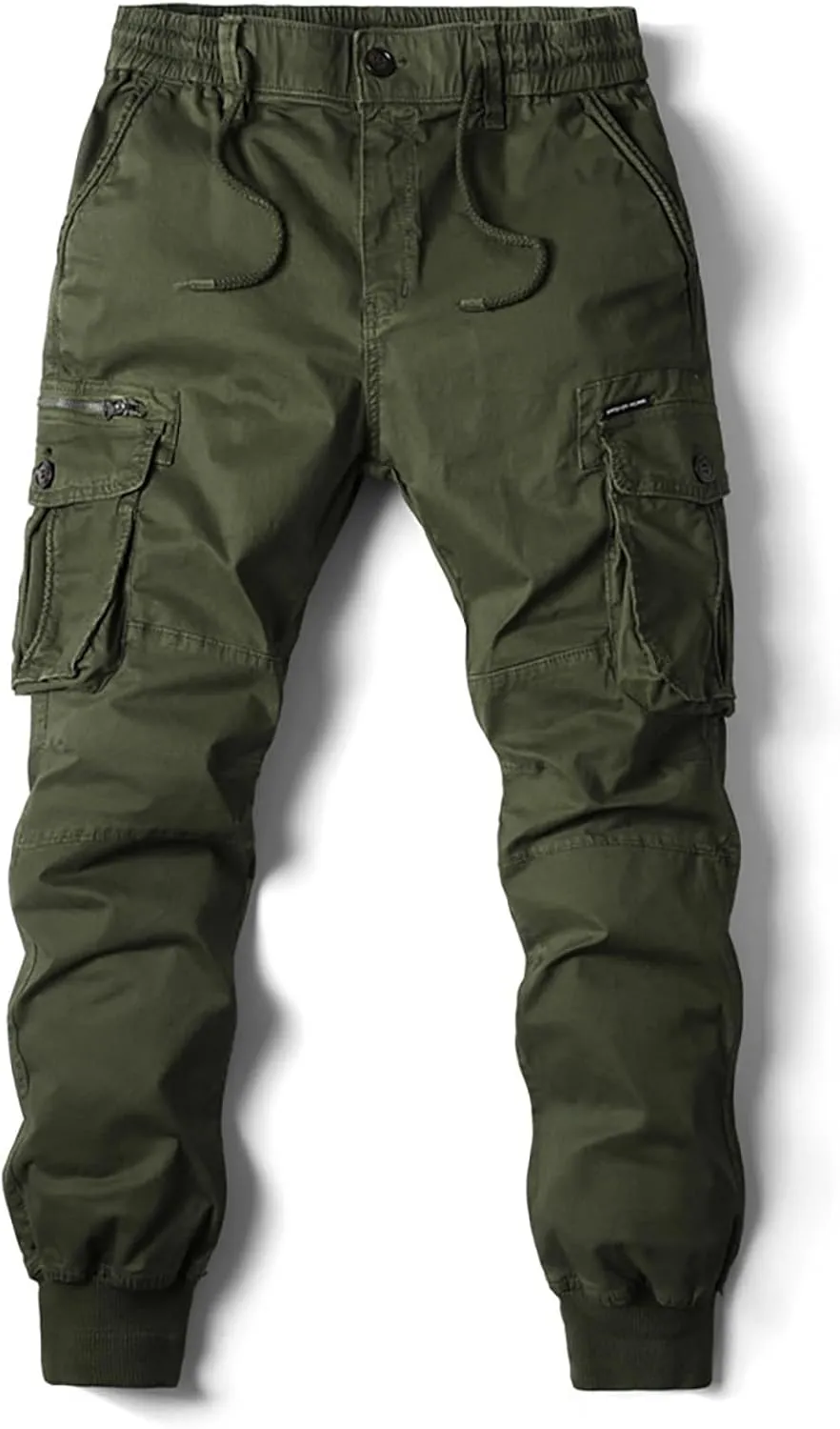 Mens Cargo Pants Multi Pockets Hiking Pants Cotton Stretch Elastic Waist Lightweight Trousers Outdoor Casual Pants