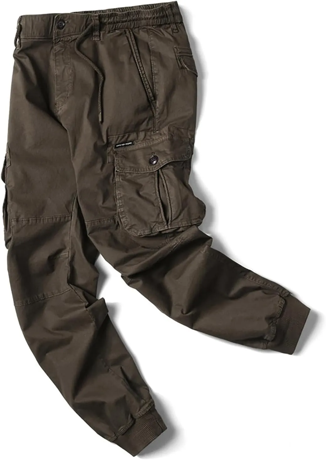 Mens Cargo Pants Multi Pockets Hiking Pants Cotton Stretch Elastic Waist Lightweight Trousers Outdoor Casual Pants