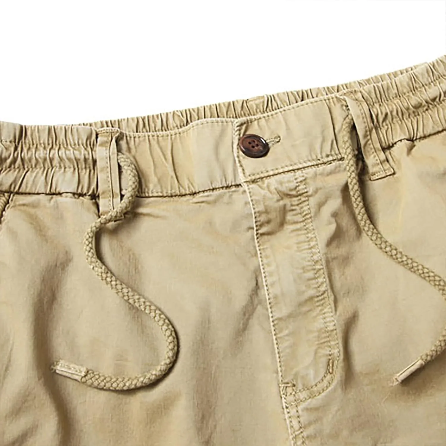 Mens Cargo Pants Multi Pockets Hiking Pants Cotton Stretch Elastic Waist Lightweight Trousers Outdoor Casual Pants
