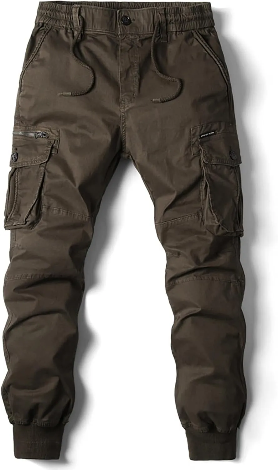 Mens Cargo Pants Multi Pockets Hiking Pants Cotton Stretch Elastic Waist Lightweight Trousers Outdoor Casual Pants
