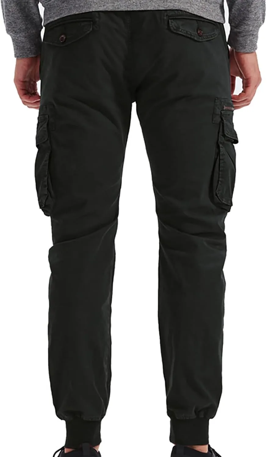 Mens Cargo Pants Multi Pockets Hiking Pants Cotton Stretch Elastic Waist Lightweight Trousers Outdoor Casual Pants
