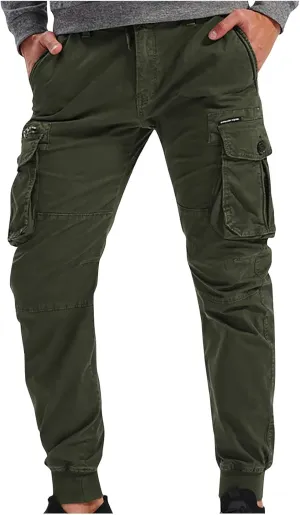 Mens Cargo Pants Multi Pockets Hiking Pants Cotton Stretch Elastic Waist Lightweight Trousers Outdoor Casual Pants