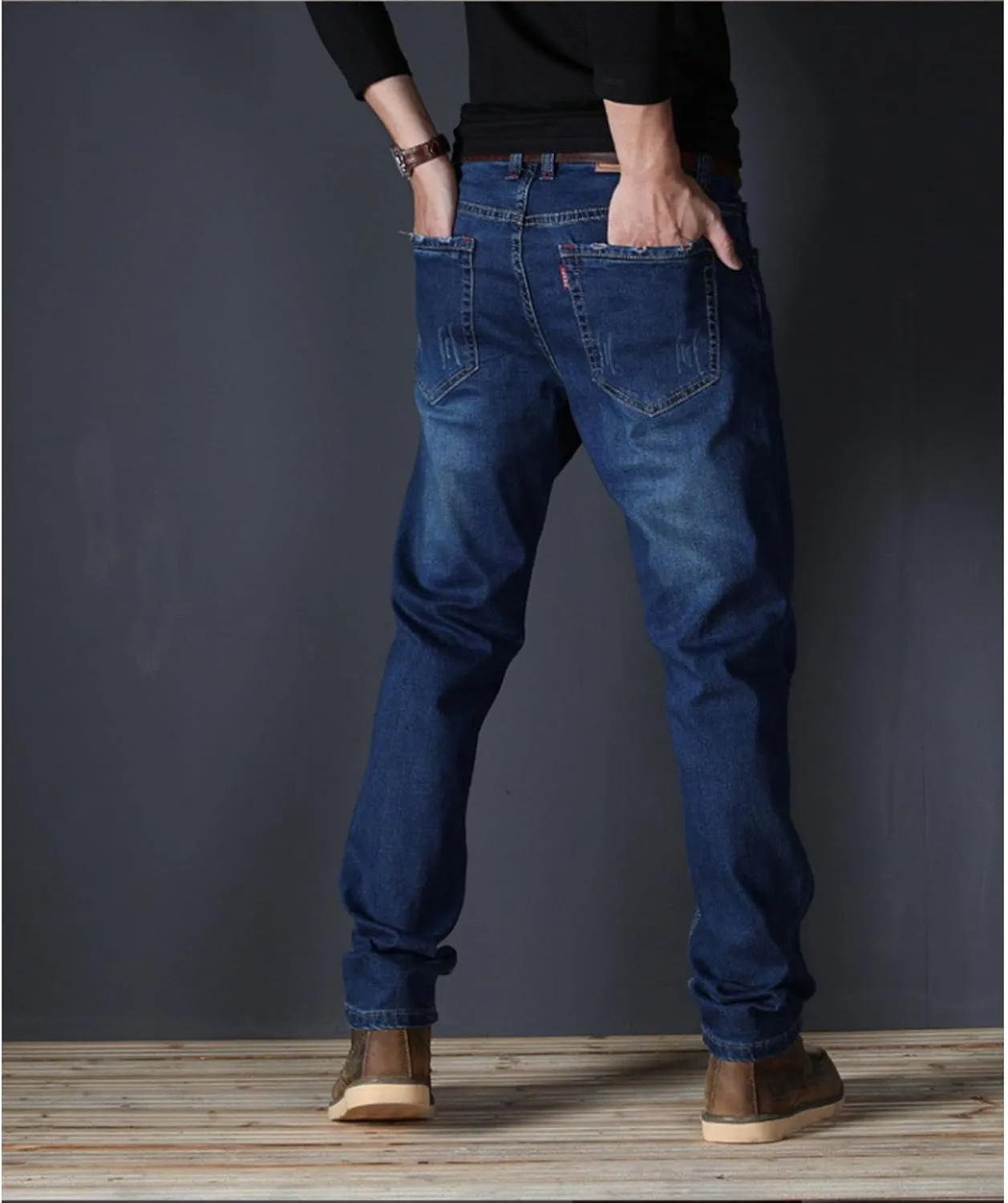 Men's Classic Relaxed Fit Jean Lightweight Straight Leg Washed Denim Jeans Retro Distressed Loose Fit Jean Pants