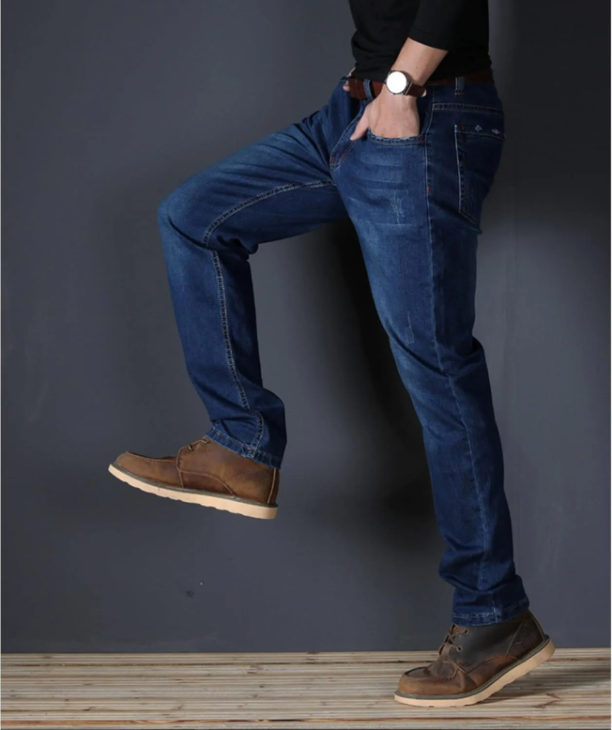 Men's Classic Relaxed Fit Jean Lightweight Straight Leg Washed Denim Jeans Retro Distressed Loose Fit Jean Pants