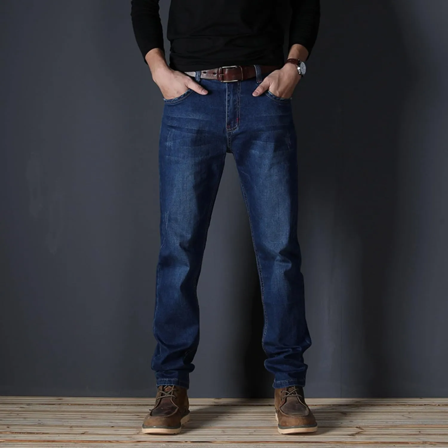 Men's Classic Relaxed Fit Jean Lightweight Straight Leg Washed Denim Jeans Retro Distressed Loose Fit Jean Pants