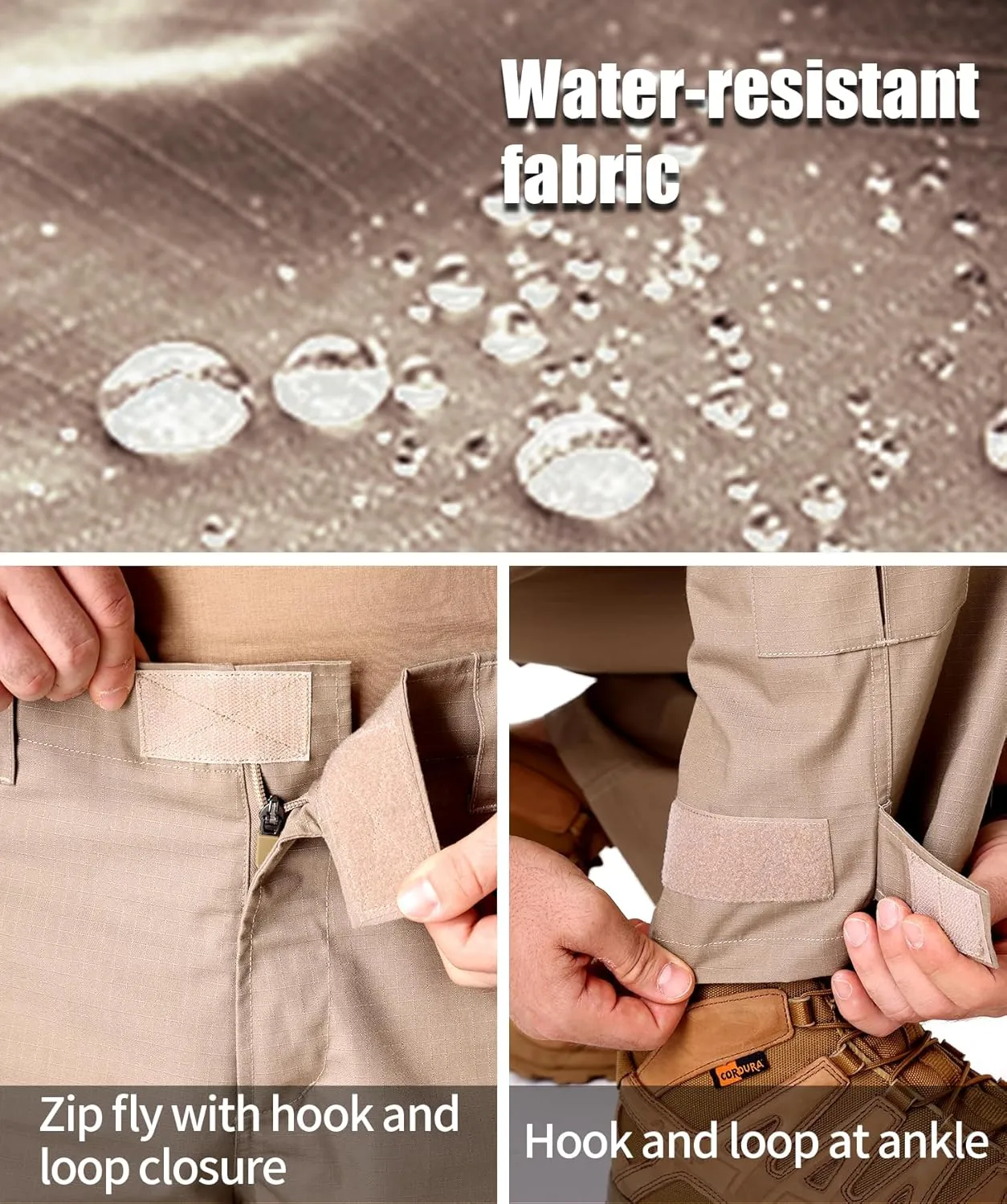 Men's Hiking Pants Water Resistant Tactical Pants Breathable Ripstop Work Cargo Pants with 10 Pockets