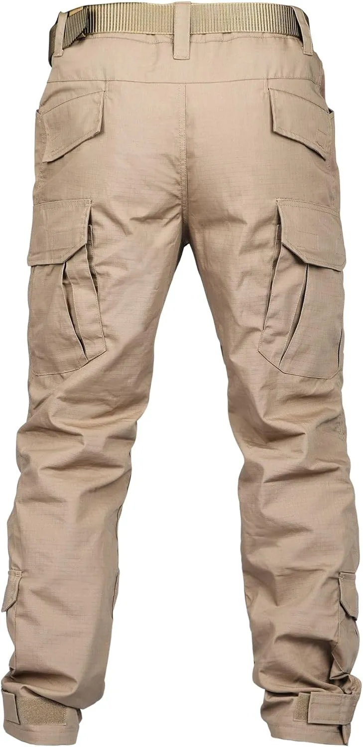 Men's Hiking Pants Water Resistant Tactical Pants Breathable Ripstop Work Cargo Pants with 10 Pockets