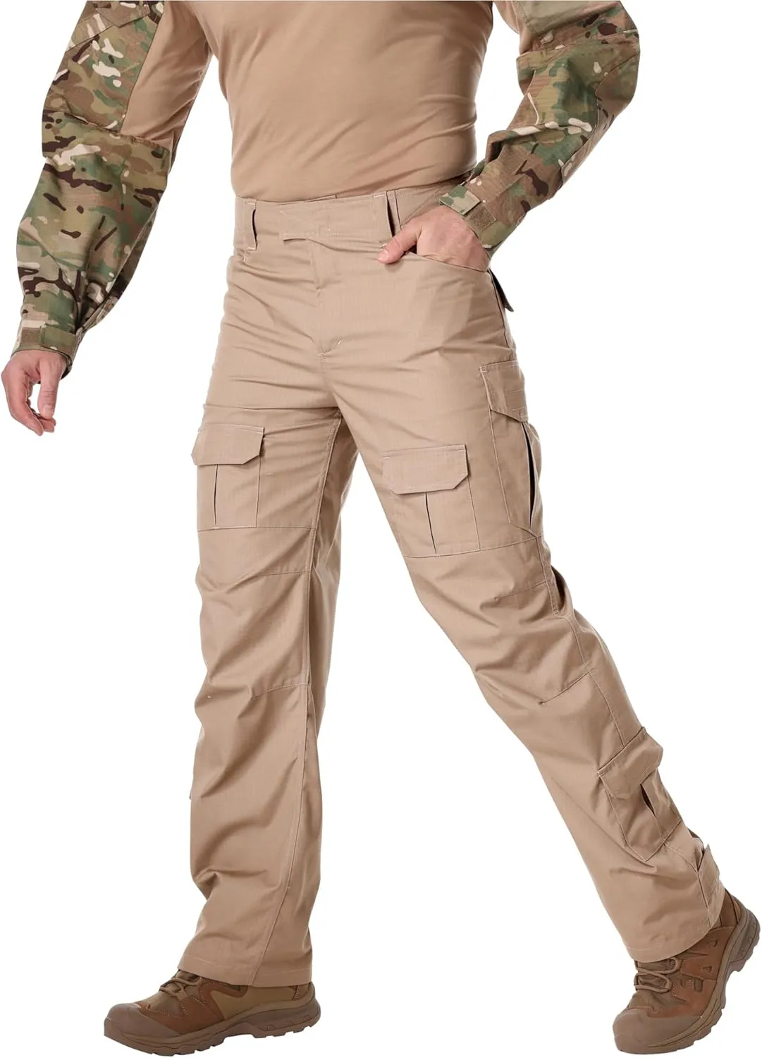 Men's Hiking Pants Water Resistant Tactical Pants Breathable Ripstop Work Cargo Pants with 10 Pockets
