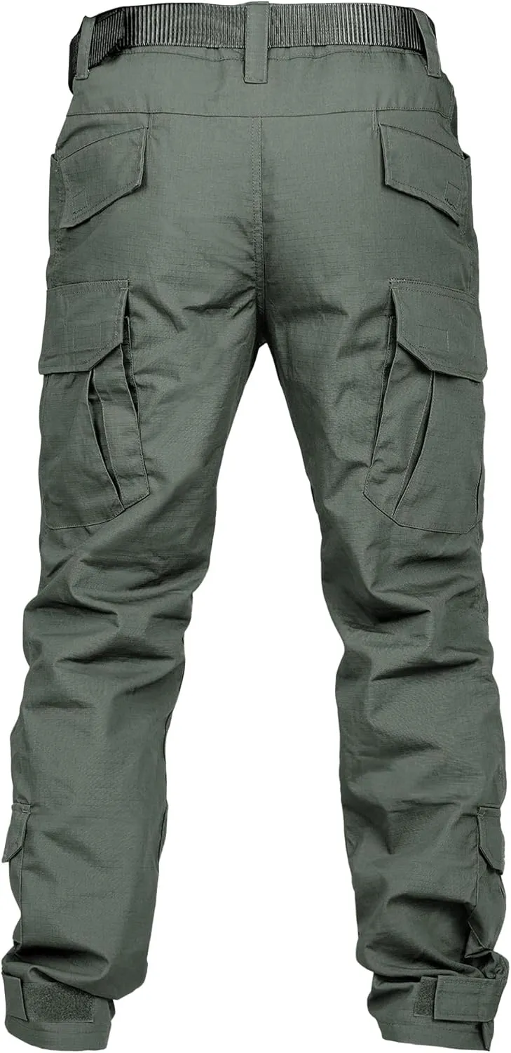 Men's Hiking Pants Water Resistant Tactical Pants Breathable Ripstop Work Cargo Pants with 10 Pockets
