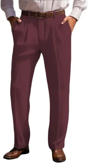 Men’s Linen Leisure Dress Pants Pleated Summer Casual Pants Loose Fit Breathable Beach Vacation Pants Long