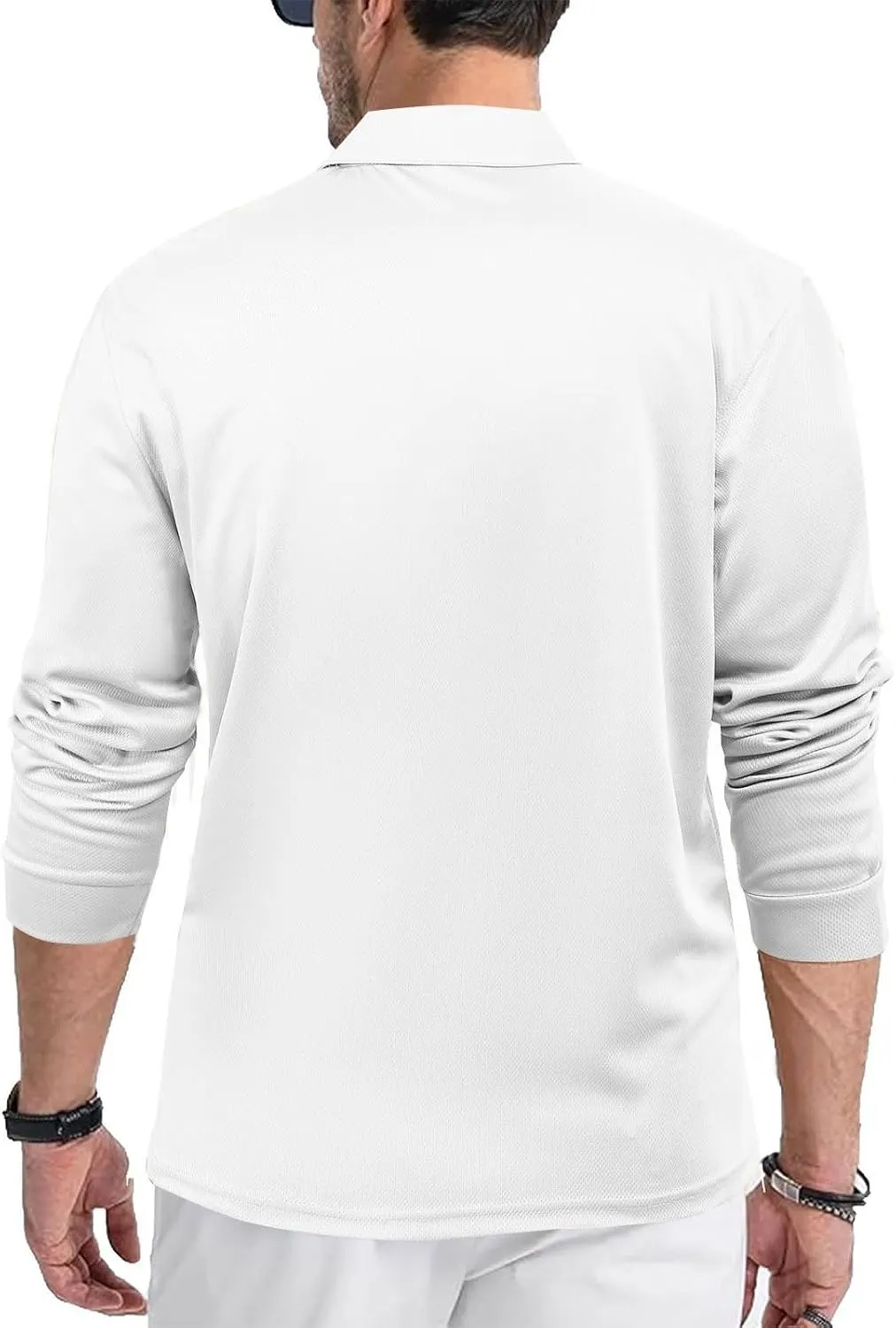 Mens Long Sleeve Polo Shirts Jersey Golf Shirt UPF 50  Quick Dry Button Casual Work Outdoor Lightweight Stylish Top