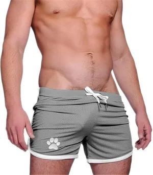 Men's Muscle Shorts Fishnet Drawstring Waist Quick Dry Boxer Shorts Workout Running Gym Mesh Hot Shorts Swim Trunks