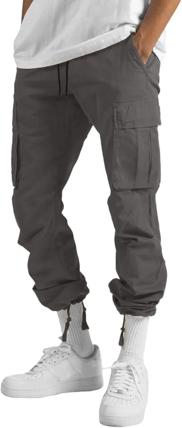 Men's Outdoor Cargo Pants Lightweight Relaxed Fit Tactical Hiking Jogger Classic Multi Pockets Fashion Trousers