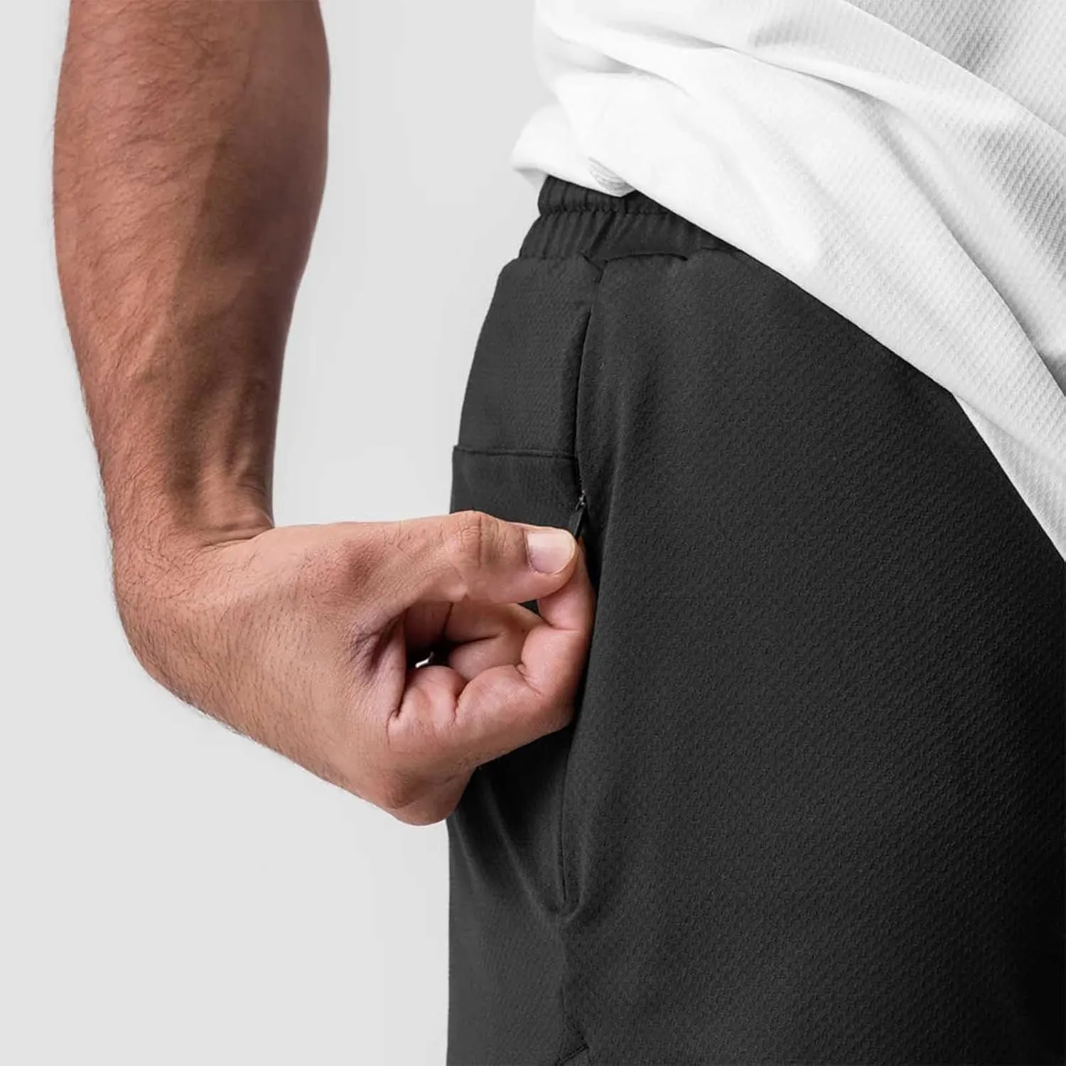 Mens Quick Dry Mesh Breathable Shorts, Drawstring Zipper Pockets Athletic Running Short, 3 Inch Workout Gym Shorts