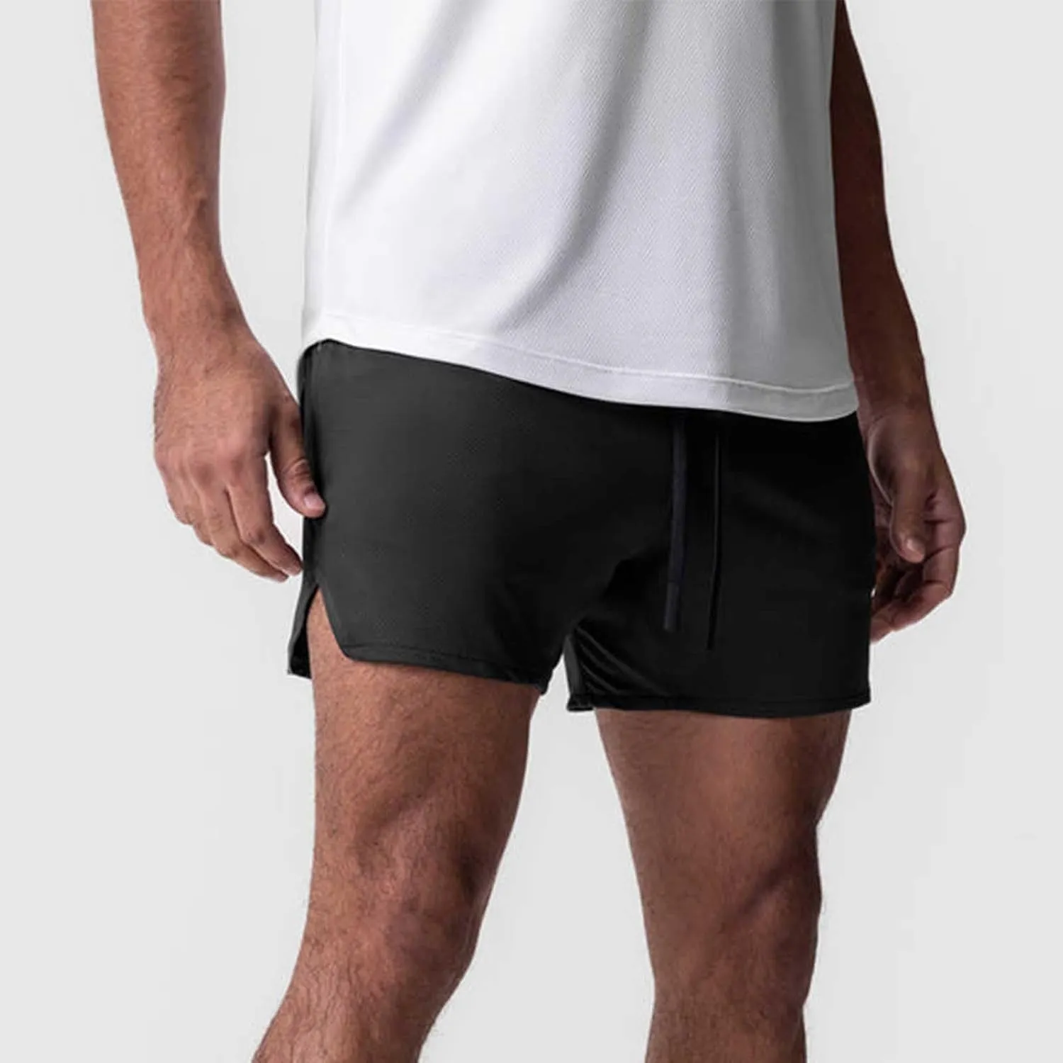 Mens Quick Dry Mesh Breathable Shorts, Drawstring Zipper Pockets Athletic Running Short, 3 Inch Workout Gym Shorts