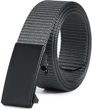 Men's Ratchet Web Belts,Outdoors Hiking Tactical Belt for Men,Nylon No Holes Golf Belts with Automatic Buckle