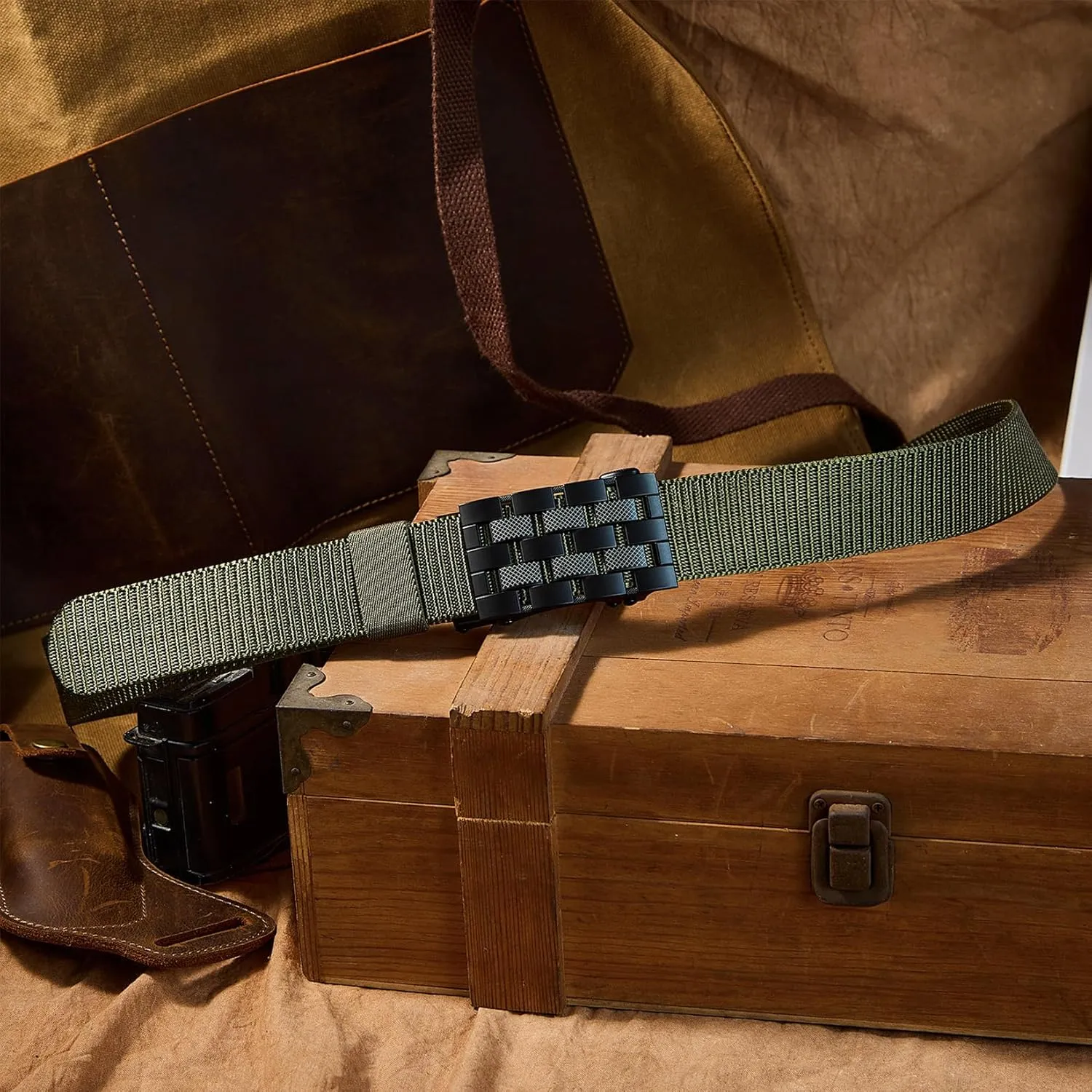 Men's Ratchet Web Belts,Outdoors Hiking Tactical Belt for Men,Nylon No Holes Golf Belts with Automatic Buckle