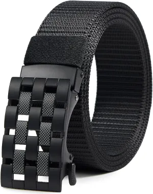 Men's Ratchet Web Belts,Outdoors Hiking Tactical Belt for Men,Nylon No Holes Golf Belts with Automatic Buckle